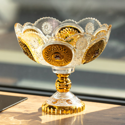 Ваза для фруктів скляна Gold Glass 22 см