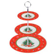 Этажерка для фруктов и десертов Christmas фарфоровая 34 см