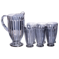 Набор для напитков кувшин и 6 стаканов из толстого стекла, серый