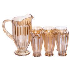 Набір для напоїв глечик та 6 склянок із товстого скла, коричневий