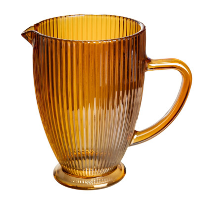 Глек для напоїв 1.2 л ребристий із товстого скла, бурштиновий