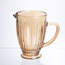 Кувшин для напитков 1,2 л фигурный прозрачный ребристый из толстого стекла, янтарный