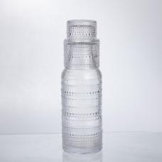 Графин для напитков со стаканом 700 мл из толстого стекла рельефный