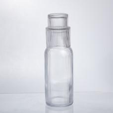 Графин для напитков со стаканом 700 мл из толстого стекла ребристый