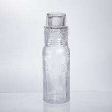 Графин для напитков со стаканом 700 мл из толстого стекла с геометрическим узором