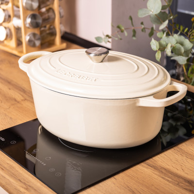 Гусятница чугунная эмалированная 6 л, белый