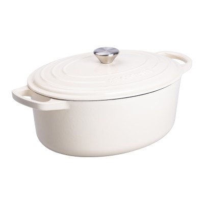 Гусятница чугунная эмалированная 6 л, белый