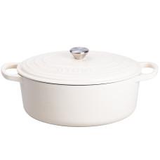 Гусятница чугунная эмалированная 6 л, белый