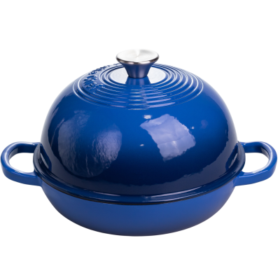 Жаровня-голландська піч чавунна емальована 2 л, синій
