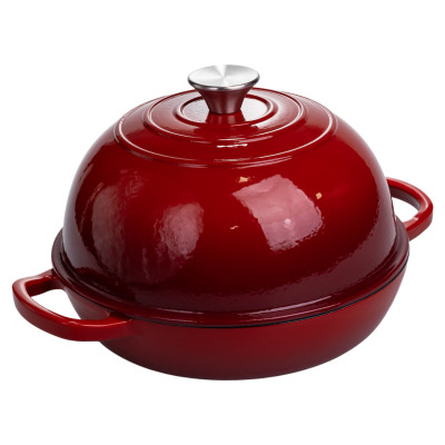 Жаровня-голландська піч чавунна емальована 2 л, червоний