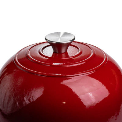 Жаровня-голландська піч чавунна емальована 2 л, червоний