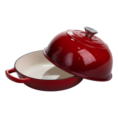 Жаровня-голландська піч чавунна емальована 2 л, червоний