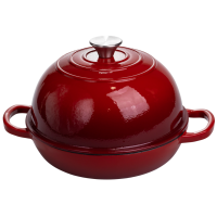 Жаровня-голландська піч чавунна емальована 2 л, червоний