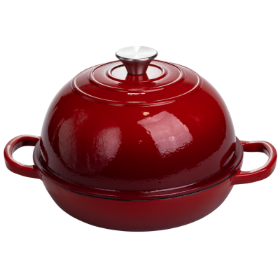 Жаровня-голландська піч чавунна емальована 2 л, червоний