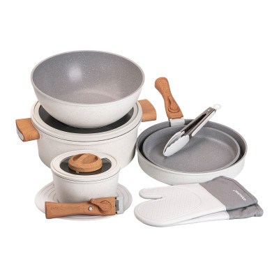 Набор посуды Elamina с антипригарным покрытием 11 предметов, белый