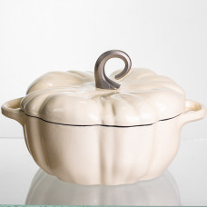 Кастрюля чугунная эмалированная Iron Pumpkin 3,5 л, белый
