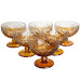 Набір креманок на ніжці Diamond Cut 6 штук по 340 мл із кришталевого скла, золотистий