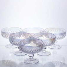 Набор креманок на ножке 6 штук из толстого стекла, rainbow