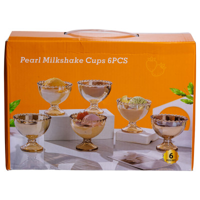 Набір креманок Pearl Milkshake Cups 6 штук по 200 мл, прозорий Набір креманок Pearl Milkshake Cups 6 штук по 200 мл, прозорий