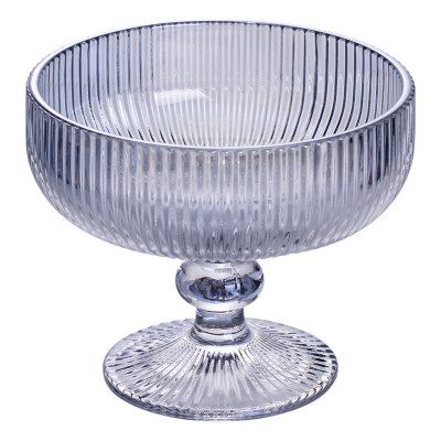 Набір креманок на ніжці 6 штук по 400 мл ребристих, блакитний