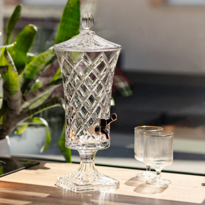 Лимонадниця скляна на ніжці Crystal Dispenser 4.5 л з краником Лимонадниця скляна на ніжці Crystal Dispenser 4.5 л з краником