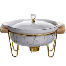 Мармитница фарфоровая для первых блюд 800 мл, белый мрамор