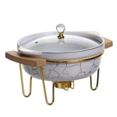 Мармітниця порцелянова для перших страв 800 мл, білий мармур