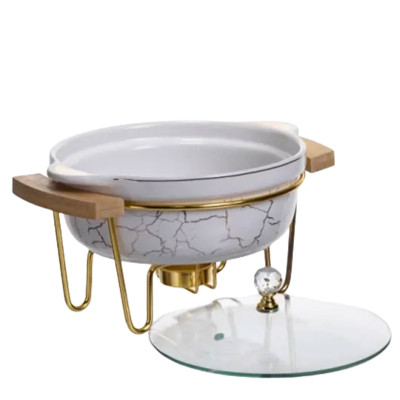 Мармітниця порцелянова для перших страв 800 мл, білий мармур