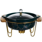 Мармитница фарфоровая для первых блюд 800 мл, зеленый мрамор