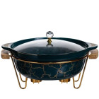 Мармитница фарфоровая для первых блюд 2 л, зеленый мрамор