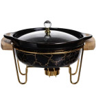 Мармитница фарфоровая для первых блюд 800 мл, черный мрамор