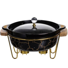 Мармитница фарфоровая для первых блюд 1,3 л, черный мрамор