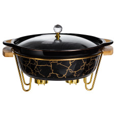 Мармитница фарфоровая для первых блюд 2 л, черный мрамор