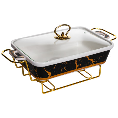 Мармітниця порцелянова для других страв Black Marble 1,5 л Мармітниця порцелянова для других страв Black Marble 1,5 л