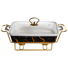 Мармитница фарфоровая для вторых блюд Black Marble 1,5 л