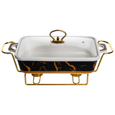 Мармітниця порцелянова для других страв Black Marble 1,5 л