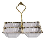 Менажница фарфоровая на 4 секции 18*18*3 см квадратная, золото Менажница фарфоровая на 4 секции 18*18*3 см квадратная, золото