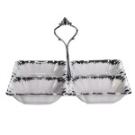 Менажница фарфоровая на 4 секции квадратная 22.5*22.5*3 см, серебро Менажница фарфоровая на 4 секции квадратная 22.5*22.5*3 см, серебро