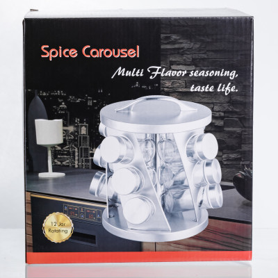 Карусель для специй 12 баночек по 100 мл, хром