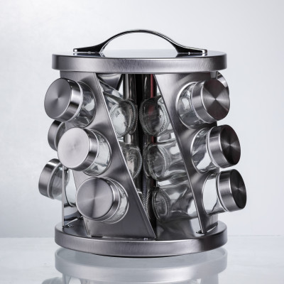 Карусель для специй 12 баночек по 100 мл, хром