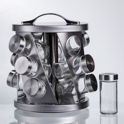 Карусель для специй 12 баночек по 100 мл, хром