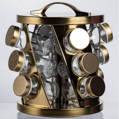 Карусель для специй 12 баночек по 100 мл, золото
