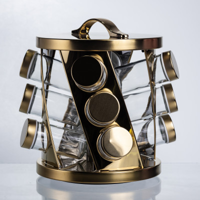 Карусель для специй 12 баночек по 100 мл, золото