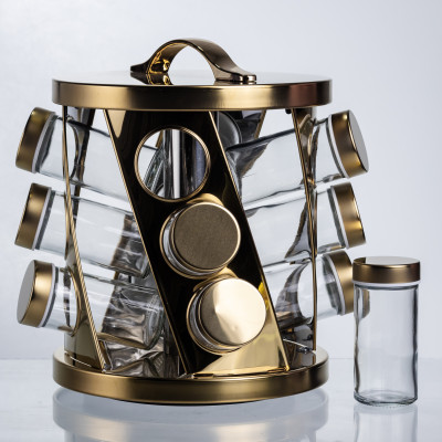 Карусель для специй 12 баночек по 100 мл, золото