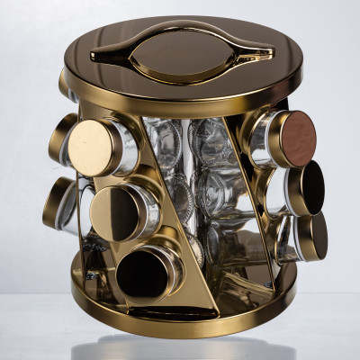 Карусель для специй 12 баночек по 100 мл, золото