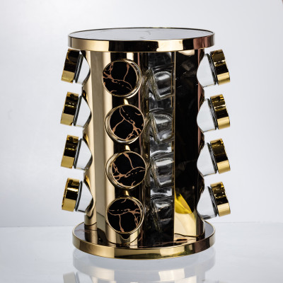 Карусель для специй 16 баночек по 100 мл, черный мрамор