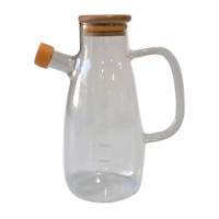 Пляшка для олії та оцту скляна з бамбуковою кришкою 650 мл