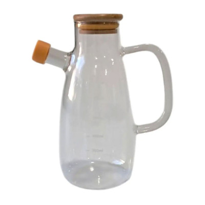 Пляшка для олії та оцту скляна з бамбуковою кришкою 650 мл