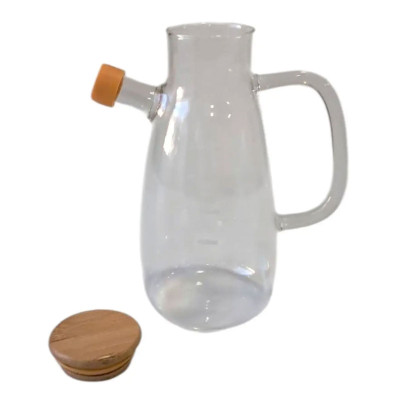 Пляшка для олії та оцту скляна з бамбуковою кришкою 650 мл Пляшка для олії та оцту скляна з бамбуковою кришкою 650 мл