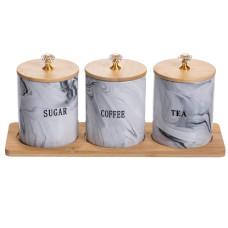 Набор банок для хранения 3 штуки по 350 мл на подставке